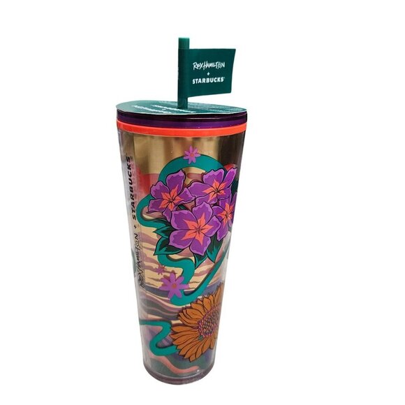 Rex Hamilton Starbucks NWT Limited Edition Floral Tumbler 24 Oz Bright Artsy - Picture 1 of 13